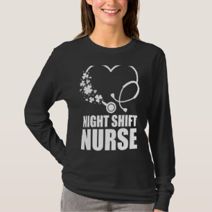 Night Shift Nurse St Patrick S Day Stethoscoop Hea T-shirt