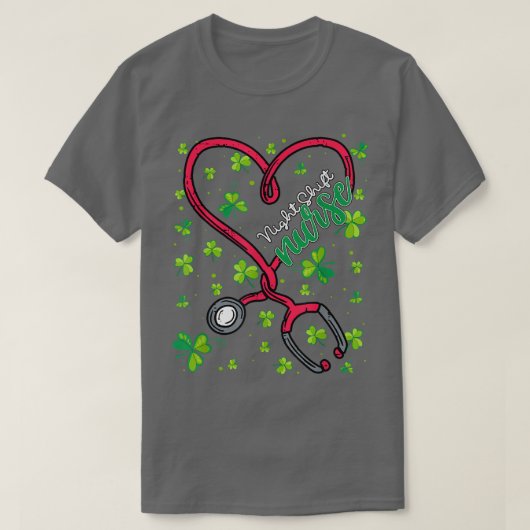 Night Shift Nurse St Patricks Day Love Stethoscope T-shirt (Design voorkant)