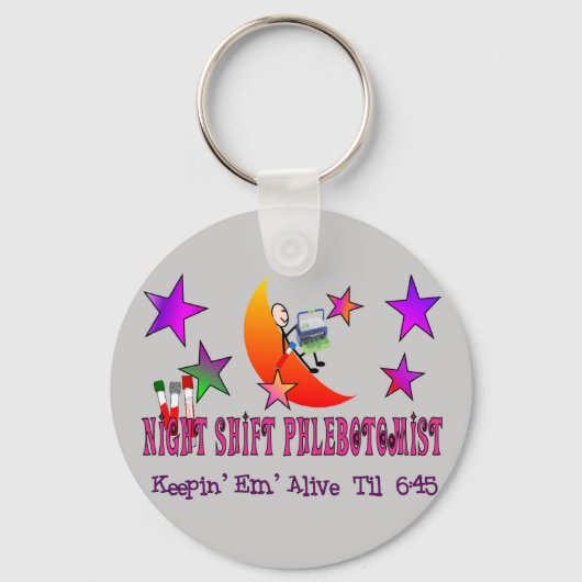 NIght Shift Phlebotomist T-Shirts en Gifts Sleutelhanger (Voorkant)