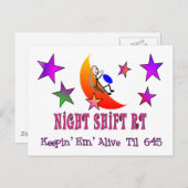 Night Shift RT MOON Stick Man Briefkaart (Voorkant / Achterkant)