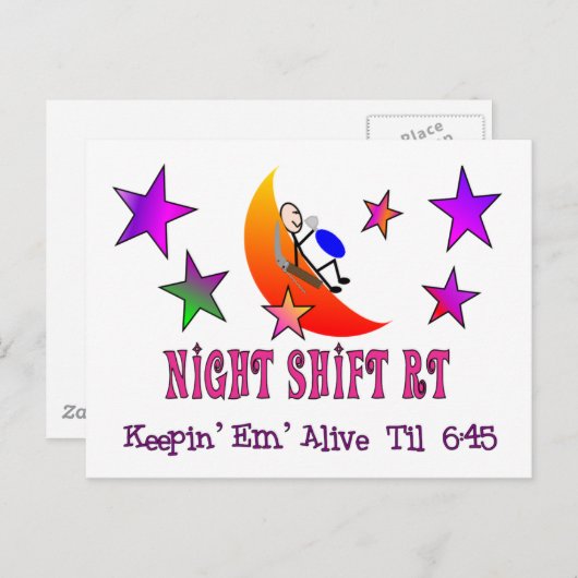 Night Shift RT MOON Stick Man Briefkaart (Voorkant / Achterkant)