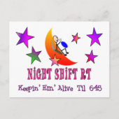 Night Shift RT MOON Stick Man Briefkaart (Voorkant)