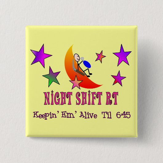Night Shift RT MOON Stick Man Vierkante Button 5,1 Cm (Voorkant)