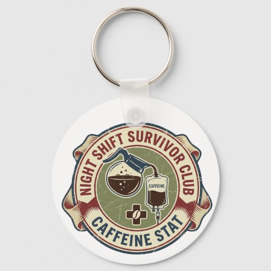 Night Shift Survivor Club Caffeine Nurse Coffee Sleutelhanger (Voorkant)