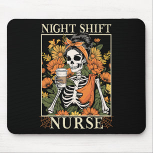 Night Shift Zurse Skeleton Halloween Rn Verpleegku Muismat