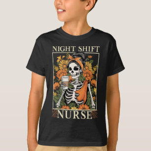 Night Shift Zurse Skeleton Halloween Rn Verpleegku T-shirt