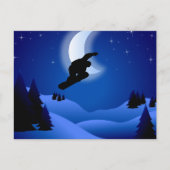 Night Silhouette Snowboarding Mountain Briefkaart (Voorkant)