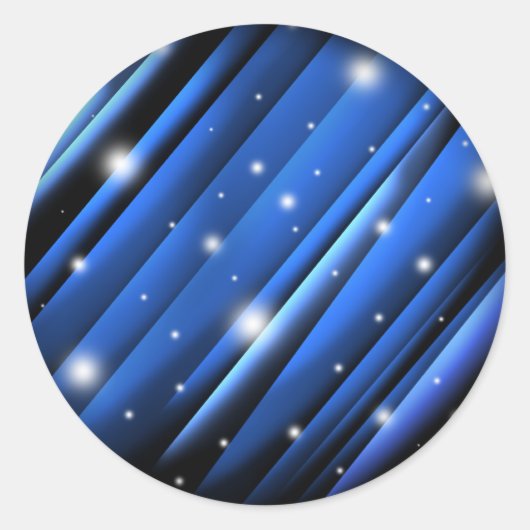 Night Sky - Abstract blauw gestreept patroon Ronde Sticker (Voorkant)