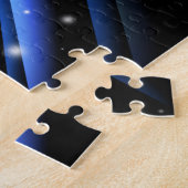 Night Sky - Abstract blauw Striped Patroon Legpuzzel (Zijkant)