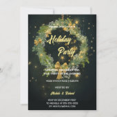 Night Sky and Wreath Holiday Party Uitnodiging (Voorkant)