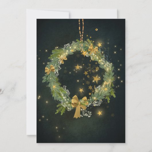 Night Sky and Wreath Holiday Party Uitnodiging (Achterkant)