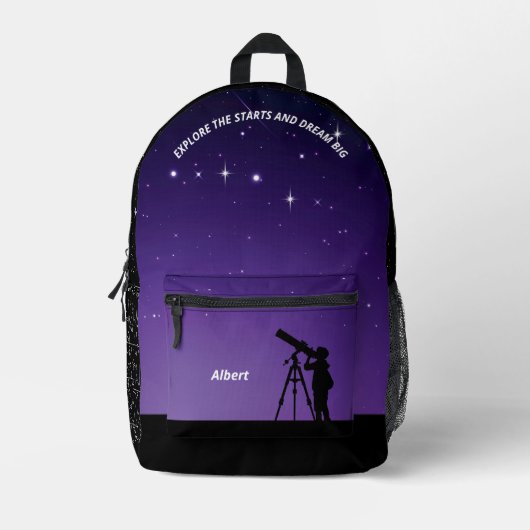 Night Sky Astronomy Rugzak Paarse & Zwart (Voorkant)