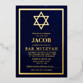 Night Sky Bar Mitvah Folie Uitnodiging (Voorkant)