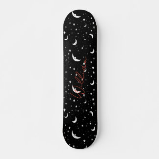 Night Sky Black Cartoon Moons Sterren Patroon Persoonlijk Skateboard