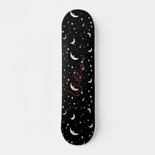Night Sky Black Cartoon Moons Sterren Patroon Persoonlijk Skateboard (Voorkant)