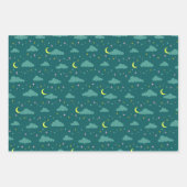 Night Sky Blauwgroen Green Wrapping Paper Trio Bun (Voorkant 2)
