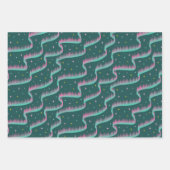 Night Sky Blauwgroen Green Wrapping Paper Trio Bun (Voorkant)