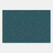 Night Sky Blauwgroen Green Wrapping Paper Trio Bun (Voorkant 3)