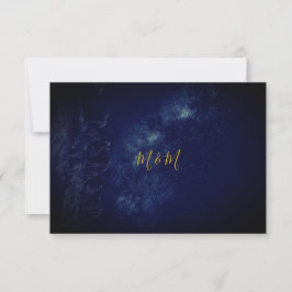 Night Sky Blue Gold Monogram RSVP Kaartje