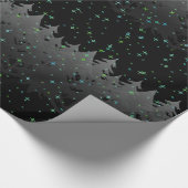 Night Sky Blue Green Stars Tree Snow Black Holiday Cadeaupapier (Hoek)