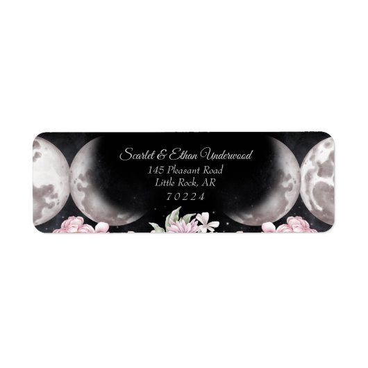 Night Sky Boho Triple Moon Return-adres Etiket (Voorkant)