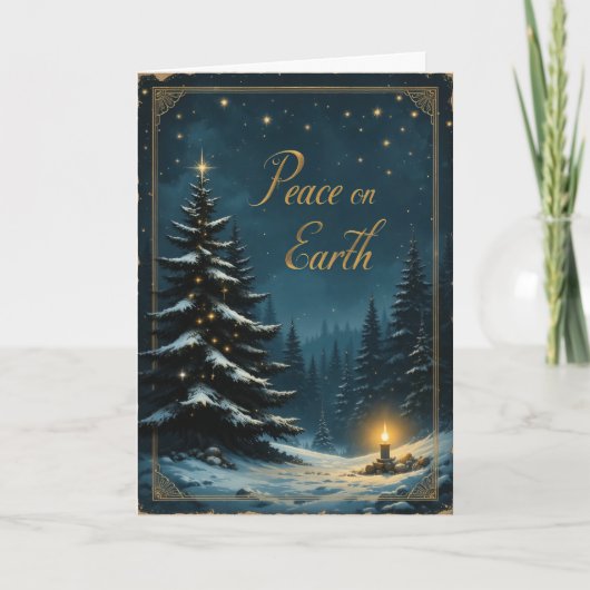 Night Sky Christmas Tree Peace on Earth Elegant  Kaart (Voorkant)