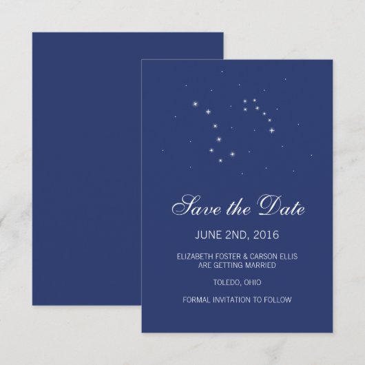 Night Sky Constellations Save the Date (Voorkant / Achterkant)