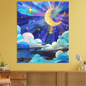 Night Sky - digitaal kunstmozaïek Canvas Afdruk (Insitu (Woonkamer))