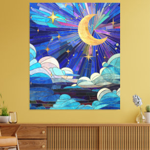 Night Sky - digitaal kunstmozaïek Canvas Afdruk