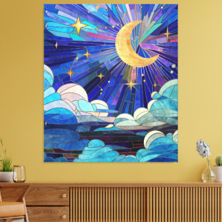 Night Sky - digitaal kunstmozaïek Canvas Afdruk