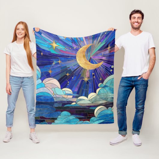 Night Sky - digitaal kunstmozaïek Fleece Deken (In situ)