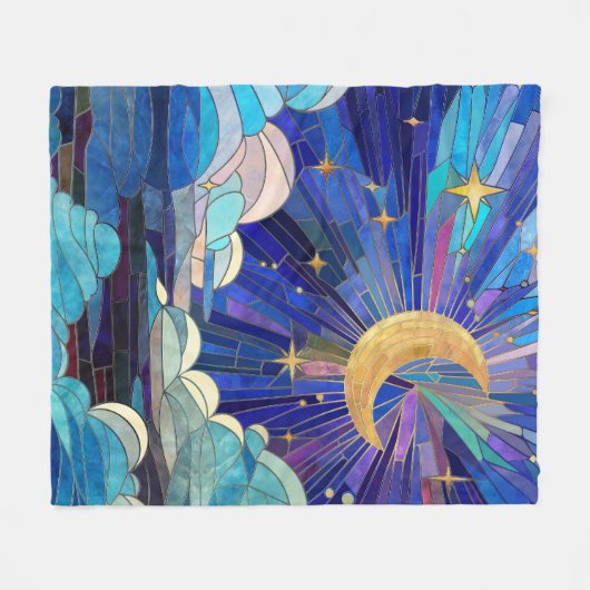 Night Sky - digitaal kunstmozaïek Fleece Deken (Voorkant (Horizontaal))