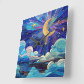 Night Sky - digitaal kunstmozaïek Vierkante Klok (Hoek)