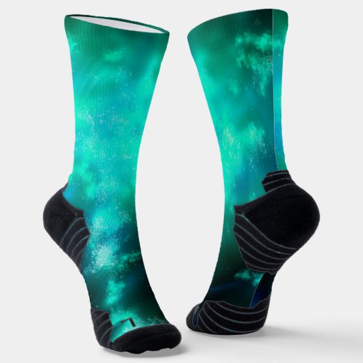 Night Sky Emerald Athletic Crew Sock Sokken (Gebogen)