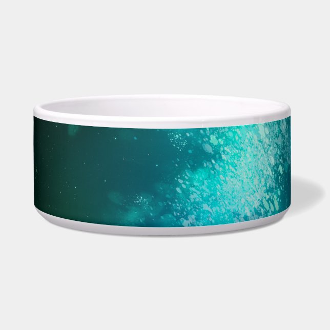 Night Sky Emerald Green Ceramic Pet Bowl Voerbakje (Voorkant)