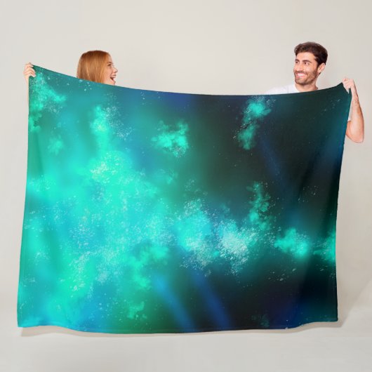 Night Sky Emerald Green Fleece Deken (In situ)