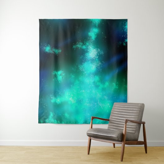 Night Sky Emerald Green Tapestry Wandkleed (In situ)