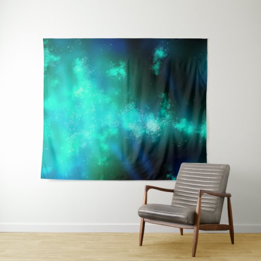 Night Sky Emerald Green Tapestry Wandkleed (In Situ (horizontaal))