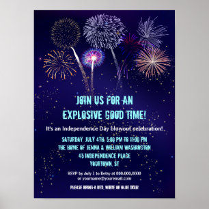 Night Sky Fireworks, vierde juli-evenement Poster