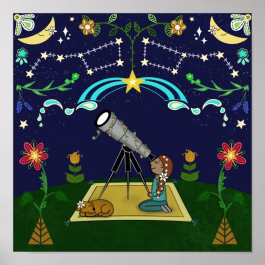Night Sky Folk Art Poster (Voorkant)