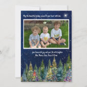 Night Sky Foto Xmas Tree Forest Flat Vakantie Kaar Feestdagenkaart (Voorkant)