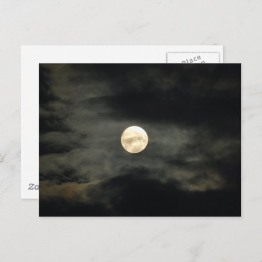 Night Sky - Full Moon en Dark Clouds Briefkaart (Voorkant / Achterkant)