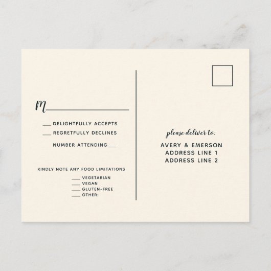 Night Sky Galaxy Berg Elegant Bruiloft RSVP Uitnodiging Briefkaart (Achterkant)