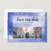 Night Sky Galaxy Blue Cosmic Save the Date Wedding Briefkaart (Voorkant / Achterkant)
