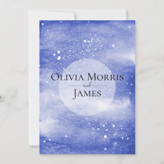 Night Sky Galaxy Blue Cosmic Wedding Kaart (Achterkant)