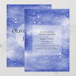 Night Sky Galaxy Blue Cosmic Wedding Kaart