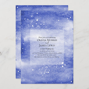 Night Sky Galaxy Blue Cosmic Wedding Kaart