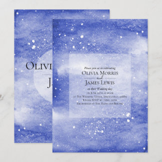 Night Sky Galaxy Blue Cosmic Wedding Kaart