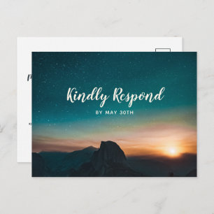 Night Sky Galaxy Mountain Star Modern Wedding RSVP Uitnodiging Briefkaart