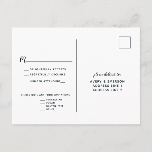Night Sky Galaxy Mountain Star Modern Wedding RSVP Uitnodiging Briefkaart (Achterkant)